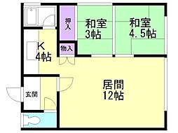コーポことぶき 2LDKの間取図画像