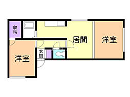 グリーンコーポ 2DKの間取図画像