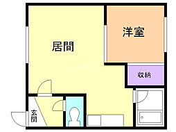 ハイツエルムA棟 1LDKの間取図画像