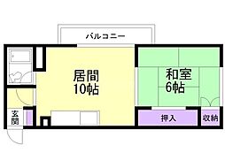 コシコーポラス 1LDKの間取図画像
