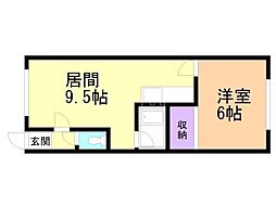 パールハウスYM 1DKの間取図画像