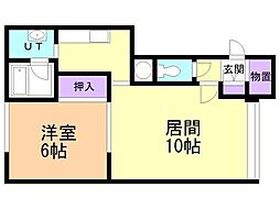 コーポ富貴D 1LDKの間取図画像