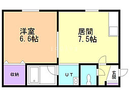 ノースウイング21 1DKの間取図画像
