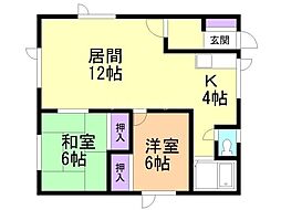 コーポエルム 2LDKの間取図画像