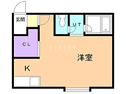 コットンハウス22 1Kの間取図画像