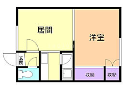 川端37ハイツ 1LDKの間取図画像