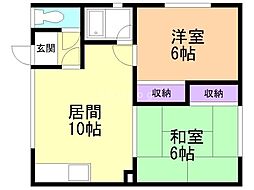 井下コーポ 2LDKの間取図画像