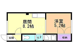 ベルモンテ 1DKの間取図画像
