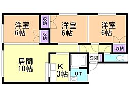 サクセスハイツ 3LDKの間取図画像