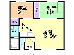 プリンスマンションD 2LDKの間取図画像