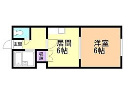 大雪旭川館TOYOOKA 1DKの間取図画像
