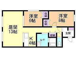 グランデ9 2LDKの間取図画像