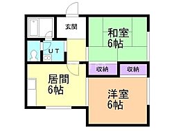 ポパイの家 2DKの間取図画像
