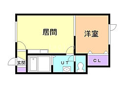 ラミスウエスト 1LDKの間取図画像