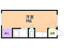 カムイ112ハウスA ワンルームの間取図画像