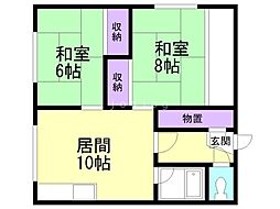 大西コーポ 2LDKの間取図画像