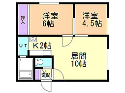 ゴールドクレスト 2LDKの間取図画像