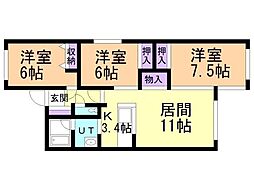 セレブラ1・6 3LDKの間取図画像