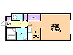 緑神館 1Kの間取図画像