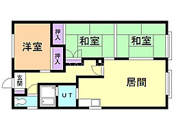 富岡マンション2 3LDKの間取図画像