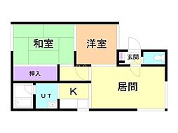JJハイツ 2DKの間取図画像