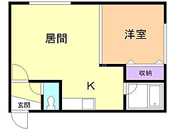 第2フラワーハイツ 1LDKの間取図画像