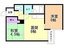 リベラハイツ 2LDKの間取図画像