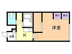 レオパレス忠和 1Kの間取図画像