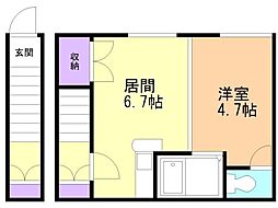 フラワーマンション 1DKの間取図画像
