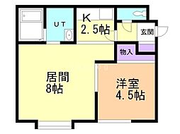 リラコートB 1LDKの間取図画像
