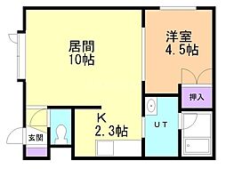 コンフォールポピー 1LDKの間取図画像