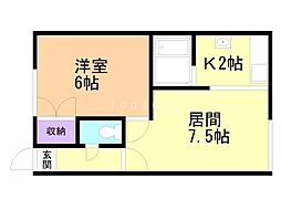 パル510 1DKの間取図画像