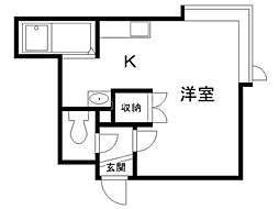 フォーエバー 1Kの間取図画像