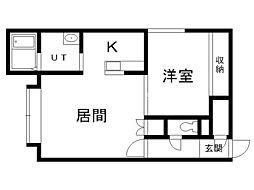 ハーベストB 1LDKの間取図画像