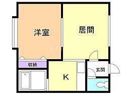 メモリアルハイツ 1DKの間取図画像