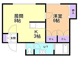 アルバーター3 1LDKの間取図画像