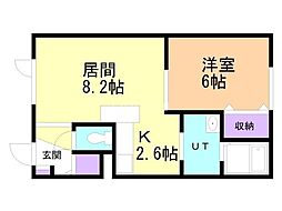グランディールハウスC 1LDKの間取図画像