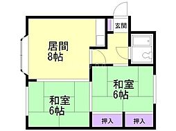 セラコーポC 2LDKの間取図画像