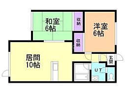 サーザンパートユニオンハウス 2LDKの間取図画像