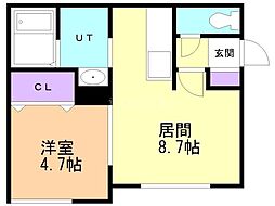 ルラーシェ豊岡3 1LDKの間取図画像