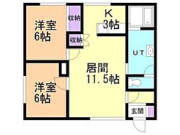トヨオカミナ3 2LDKの間取図画像