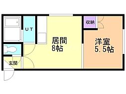 ユーハイツ永山 1LDKの間取図画像