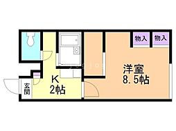 レオパレスミラク3 1Kの間取図画像