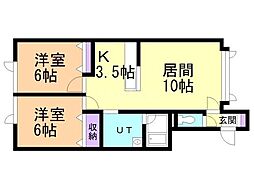 コーポハピネス2 2LDKの間取図画像