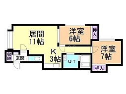 イースト410B 2LDKの間取図画像