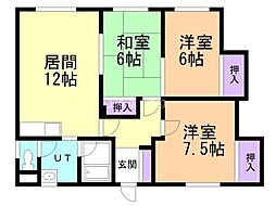 富岡コーポ 3LDKの間取図画像