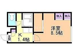 レオパレスドリームステージ 1Kの間取図画像