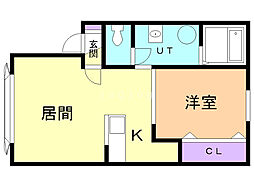 アリュール・東光 1LDKの間取図画像