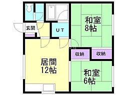 サンライズ 2LDKの間取図画像