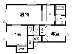 絆ハイツA 2LDKの間取図画像